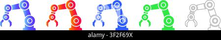 Industrielle Roboterarm-Herstellungsikonen Band 38797 Stock Vektor