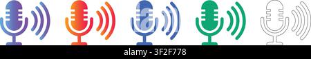 Mikrofon-Symbol-Set für Audio-Broadcasting und Podcasting vol 38884 Stock Vektor