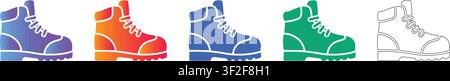 Robuste Wanderstiefel-Symbolsammlung Bd. 39015 Stock Vektor