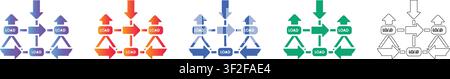 Load Balancing Workflow Icon Set vol 39157 Stock Vektor
