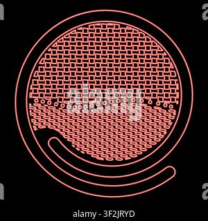 Neon-Sushi-japanisches-Nahrungsmittel-rotes-Farb-Vektor-Illustrationsbild im flachen Stil leicht Stock Vektor