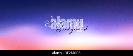 Abstrakter Getreide-Sonnenuntergangshintergrund mit blau-rosa-oranger Farbverlauf und Sandrauschtекстur-Überlagerung Stock Vektor