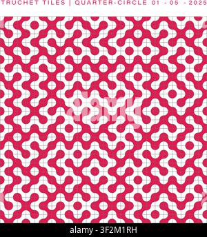 Lebendiges Magenta-Viertelkreis-Truchet-Fliesen-Geometrisch-Muster Stock Vektor