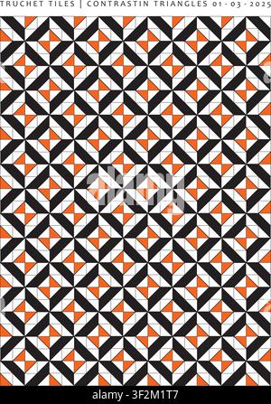 Kühne Truchet-Fliesen mit geometrischem Muster und orangefarbenen Akzenten Stock Vektor