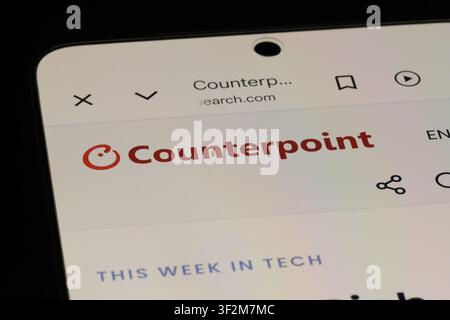 Shanghai, China - 19. Juli 2026: Counterpoint-Markenlogo auf der Webseite Stockfoto