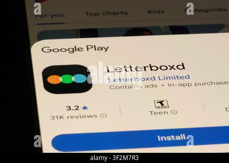 Shanghai, China - 19. Juli 2026: Letterboxd-App-Symbol und Markenlogo Stockfoto