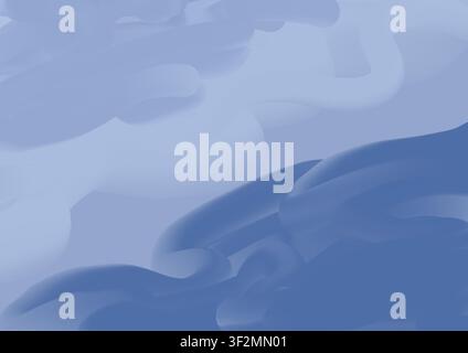 Abstrakter blauer Flüssigkeits-Hintergrund mit sanft fließenden Formen und geschichteten Farbverläufen Stockfoto