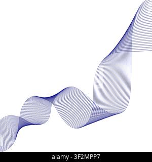 Abstrakter welliger blauer Linienhintergrund auf weißem Hintergrund. Vektorillustration, Flat Design Stock Vektor