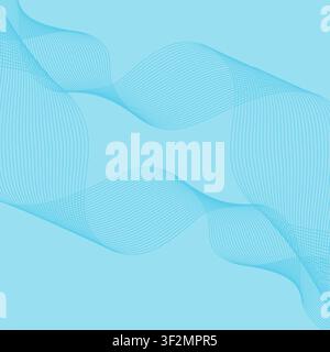 Abstrakter welliger weißer Linienhintergrund auf blauem Hintergrund. Vektorillustration, Flat Design Stock Vektor