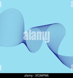 Abstrakter welliger blauer Linienhintergrund auf türkisfarbenem Hintergrund. Vektorillustration, flaches Design Stock Vektor