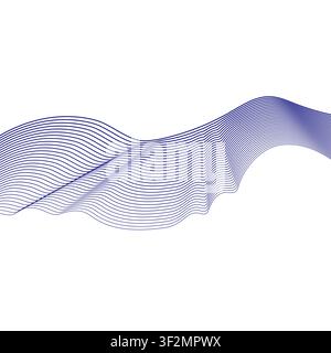 Abstrakter welliger blauer Linienhintergrund auf weißem Hintergrund. Vektorillustration, Flat Design Stock Vektor