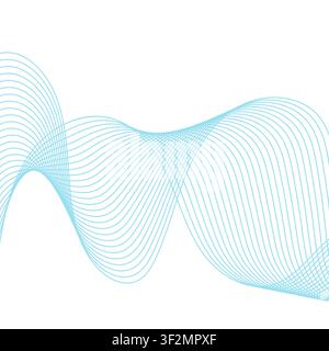 Abstrakter welliger blauer Linienhintergrund auf weißem Hintergrund. Vektorillustration, Flat Design Stock Vektor