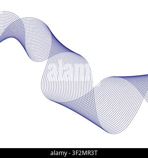 Abstrakter welliger blauer Linienhintergrund auf weißem Hintergrund. Vektorillustration, Flat Design Stock Vektor