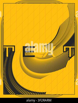 Zeitgenössisches Typografie-Wandposter gelber Hintergrund optischer Bewegungsdruck abstraktes geometrisches Muster dynamisches Grafikdesign Wohnzimmerdekoration Stock Vektor