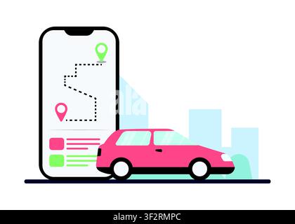 Wie Passagiere heute überall Autos online buchen Warum moderne urbane Navigation funktioniert Stock Vektor