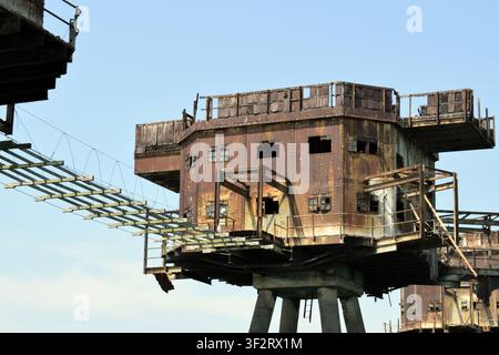 Nahaufnahme des Red Sands Maunsell Sea Forts in der Themse-Mündung, Kent, England Stockfoto