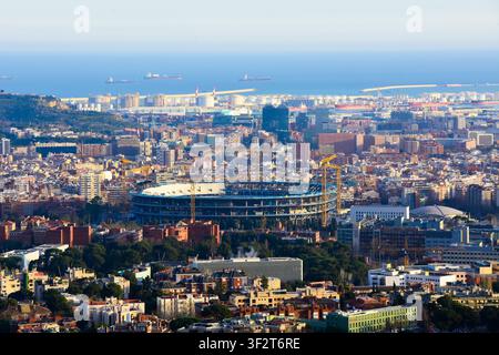 Das neue Camp-Nou-Stadion im Bau. Barcelona, Katalonien, Spanien. Stockfoto