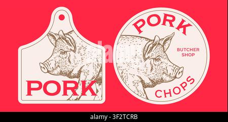 Schweinefleisch, Schwein, Schwein, Fleischskizze, handgezeichnet Stock Vektor