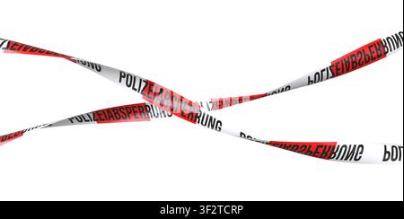 Deutsches Polizeiabsperrband 3D transparenter Hintergrund Stockfoto