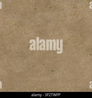 Eine Ansicht von oben auf trockene, rissige Erdtextur mit verstreuten winzigen grünen Sprossen und getrocknetem organischem Material. Stockfoto