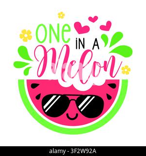 Ein cooles Wassermelonen-Design mit Sonnenbrille von One in a Melon. Stock Vektor