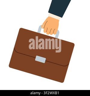 Geschäftsmann, der eine Aktentasche in der Hand hält, männlicher Profi mit Geschäftstasche, Büro, Unternehmens- und Karrierekonzept - Vektorillustration Stock Vektor