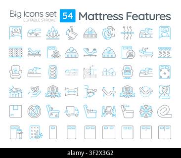 Matratze zeigt zwei farblose Linien-Icons Stock Vektor