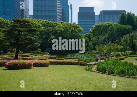 Der Ninomaru-Garten, der innerhalb der kaiserlichen Ostnationalgärten in Tokio liegt, bietet eine ruhige Oase inmitten der geschäftigen Stadt. Der Garten zeigt Stockfoto