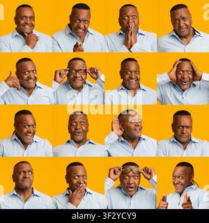 Collage aus Porträts afroamerikanischer Männer mittleren Alters Stockfoto