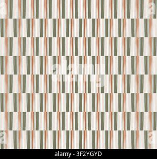 Nahtloses gestreiftes geometrisches Muster mit vertikalen Linien in erdigen Tönen. Perfekt für Hintergründe und Textilien. Stockfoto