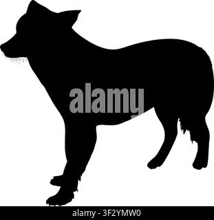 Hund handgezeichnete schwarze Silhouette isoliert auf transparentem Hintergrund. Flaches Stil-Tiersymbol. Vektor-PNG Stock Vektor