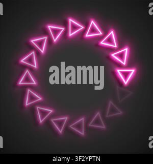 Rundes Download-Symbol im realistischen LED-Neonröhrenstil isoliert auf grauem Hintergrund. Rosa Lade-Symbol. Datenladebalken. Detaillierte Vektor-Il Stock Vektor