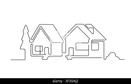 Einzelhaus-Illustration in einer Linie Stock Vektor