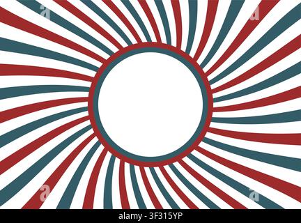 Sonnenstrahl-Stil rot und blau abstrakt isoliert auf transparentem Hintergrund. Symmetrisches radiales spiralförmiges ornamentales Manga-Muster. Sommerposter. Flacher Stil Stock Vektor