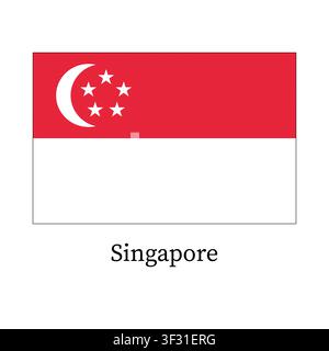 Die Flagge von Singapur auf weißem Hintergrund. Stockfoto