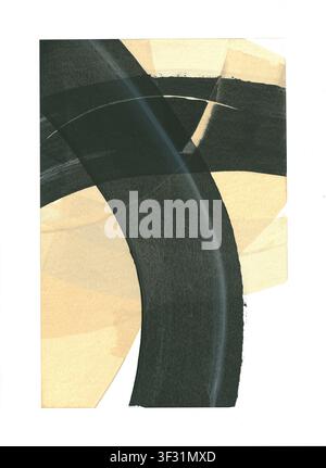 Zeitgenössisches modernes Kunstgemälde in Schwarz und Beige Stockfoto