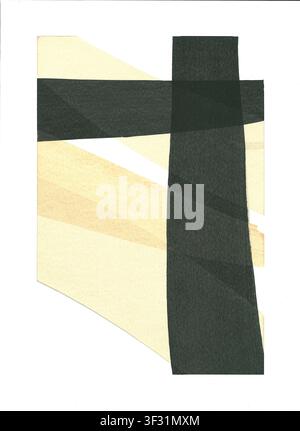 Zeitgenössisches modernes Kunstgemälde in Schwarz und Beige Stockfoto