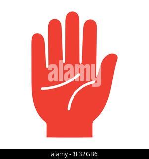 Eine saubere, kräftige rote Hand, die in einem Vektorstil ein Friedenszeichen macht. Perfekt für Social Media, Präsentationen oder Grafikdesign-Projekte. Stock Vektor