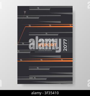 Schwarzes und orangefarbenes modernes Geschäftsjahresbericht. A4-Cover-Designvorlage für Faltprospekt, Broschüre, Heft, Flyer, Poster, Buch, Hintergrund, Banner Stock Vektor