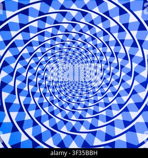Optische Täuschung. Abstrakter 3D-Hintergrund, geometrischer Kreis, blau Stockfoto