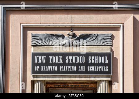 NY Studio School of Drawing, Painting and Sculpture, Außendetail des Gebäudes, 8 West 8th Street, Greenwich Village, Manhattan, New York City, New Yor Stockfoto