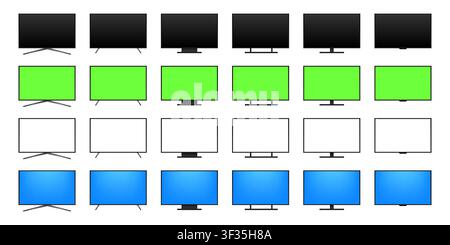 Flachbildfernseh-Mockups in verschiedenen Farben Stock Vektor