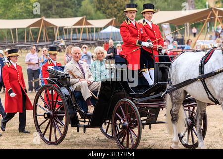 22. Juli 2026, Norfolk, UK. König Charles III., Patron der Royal Horticultural Society (RHS), und Königin Camilla besuchen die RHS Sandringham Flower Show, die in diesem Jahr zum ersten Mal auf dem Sandringham Estate in Norfolk stattfindet. Credit: Oliver Dixon/Alamy Live News Stockfoto