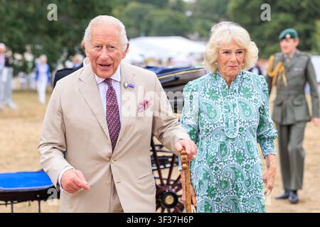 22. Juli 2026, Norfolk, UK. König Charles III., Patron der Royal Horticultural Society (RHS), und Königin Camilla besuchen die RHS Sandringham Flower Show, die in diesem Jahr zum ersten Mal auf dem Sandringham Estate in Norfolk stattfindet. Credit: Oliver Dixon/Alamy Live News Stockfoto