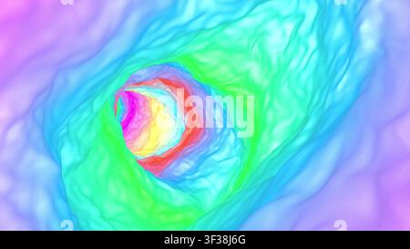 Farbtunnel lebendiger Korridor Hintergrund 3D-Rendering Stockfoto
