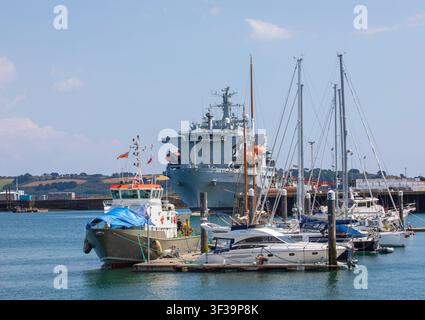RFA Argus liegt in den Falmouth Docks in Cornwall vor Anker. Stockfoto