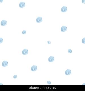 Nahtloses Muster mit blauen Flecken. Aquarellmuster von Wassertropfen auf weißem Hintergrund. Handgezeichnete abstrakte Aquarellillustration mit Blau Stockfoto