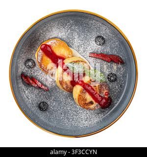 Käse-Pfannkuchen-Dessert isoliert Stockfoto