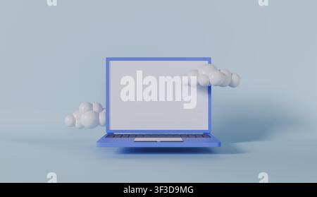 Laptop mit Wolken-Symbol, Cloud-Computing-Konzept Stockfoto
