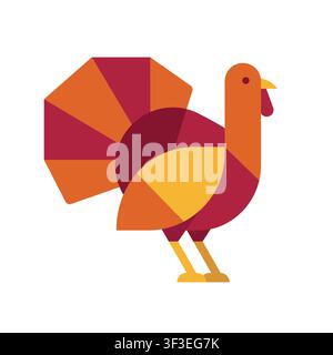 Türkei-Illustration im geometrischen Flat-Design-Stil für Thanksgiving Stock Vektor